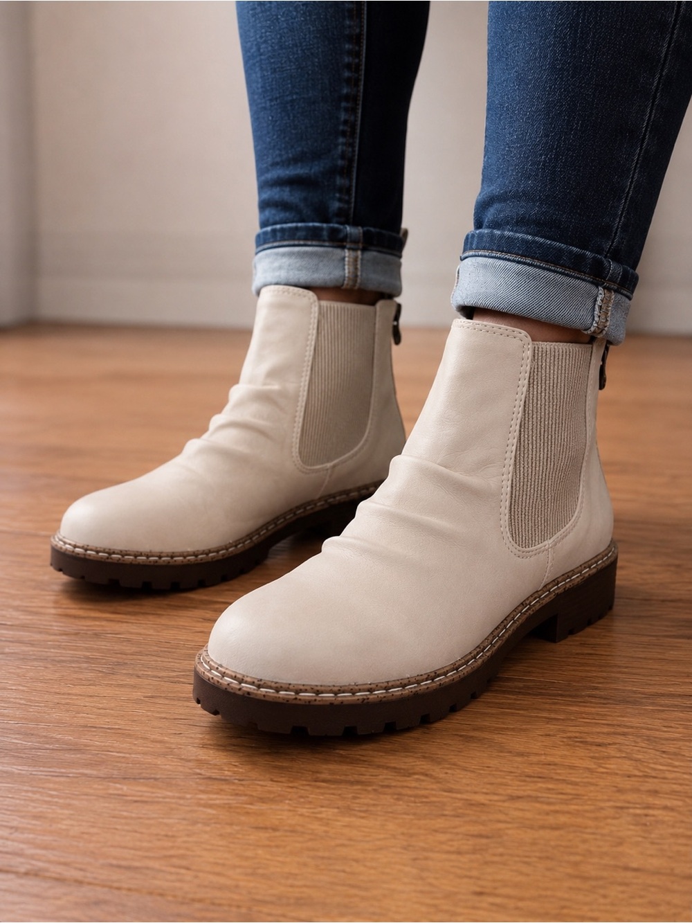 Blowfish Malibu NIB Women's Neutral Chelsea Booties with Lug Sole